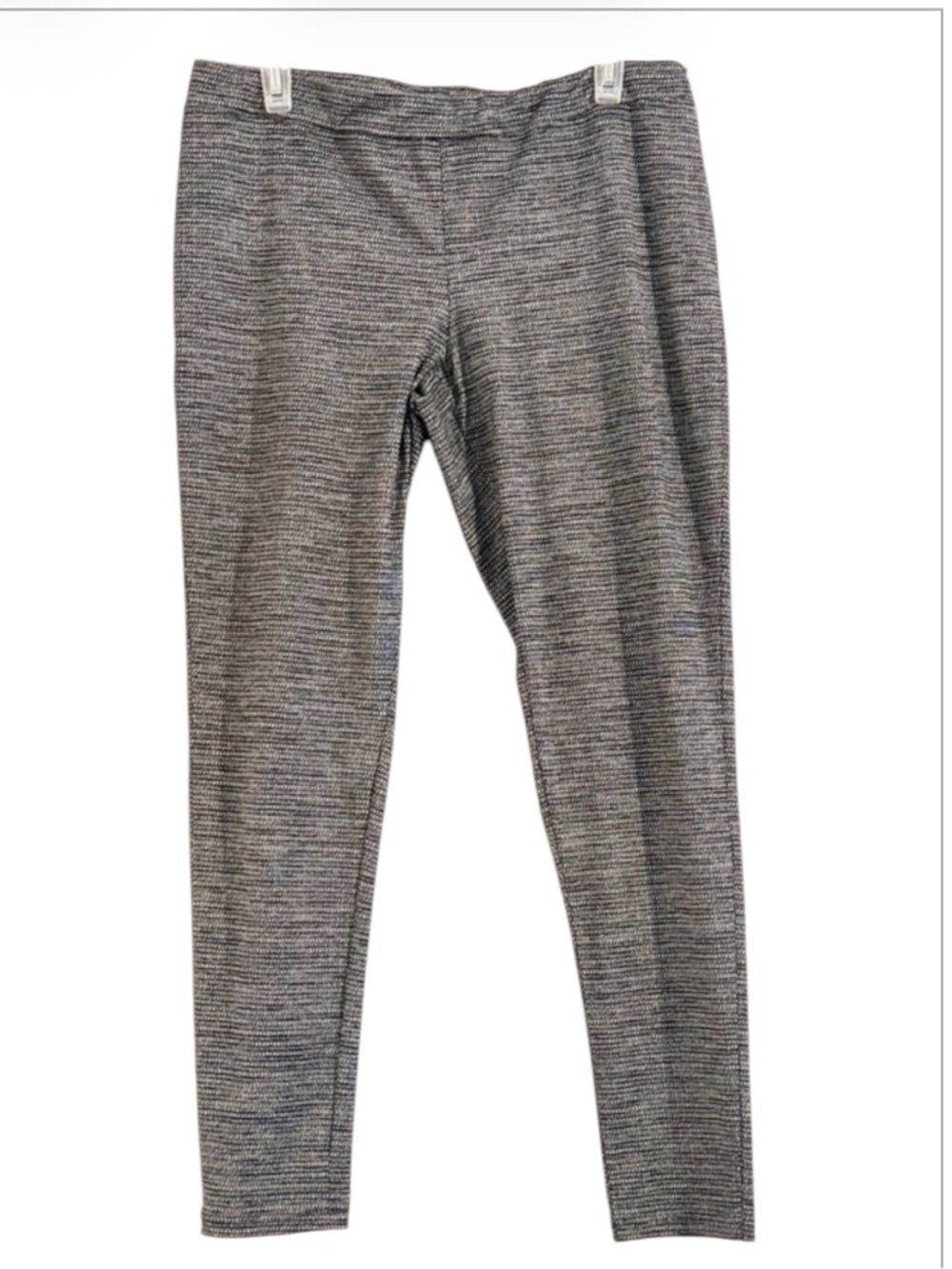 Express Black Gray Pull On Textured Knit Skinny Ankle Pants Size  L